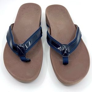 VIONIC Sandals Size 10 High Tide Blue Wedge Platform Thong Flip Flop